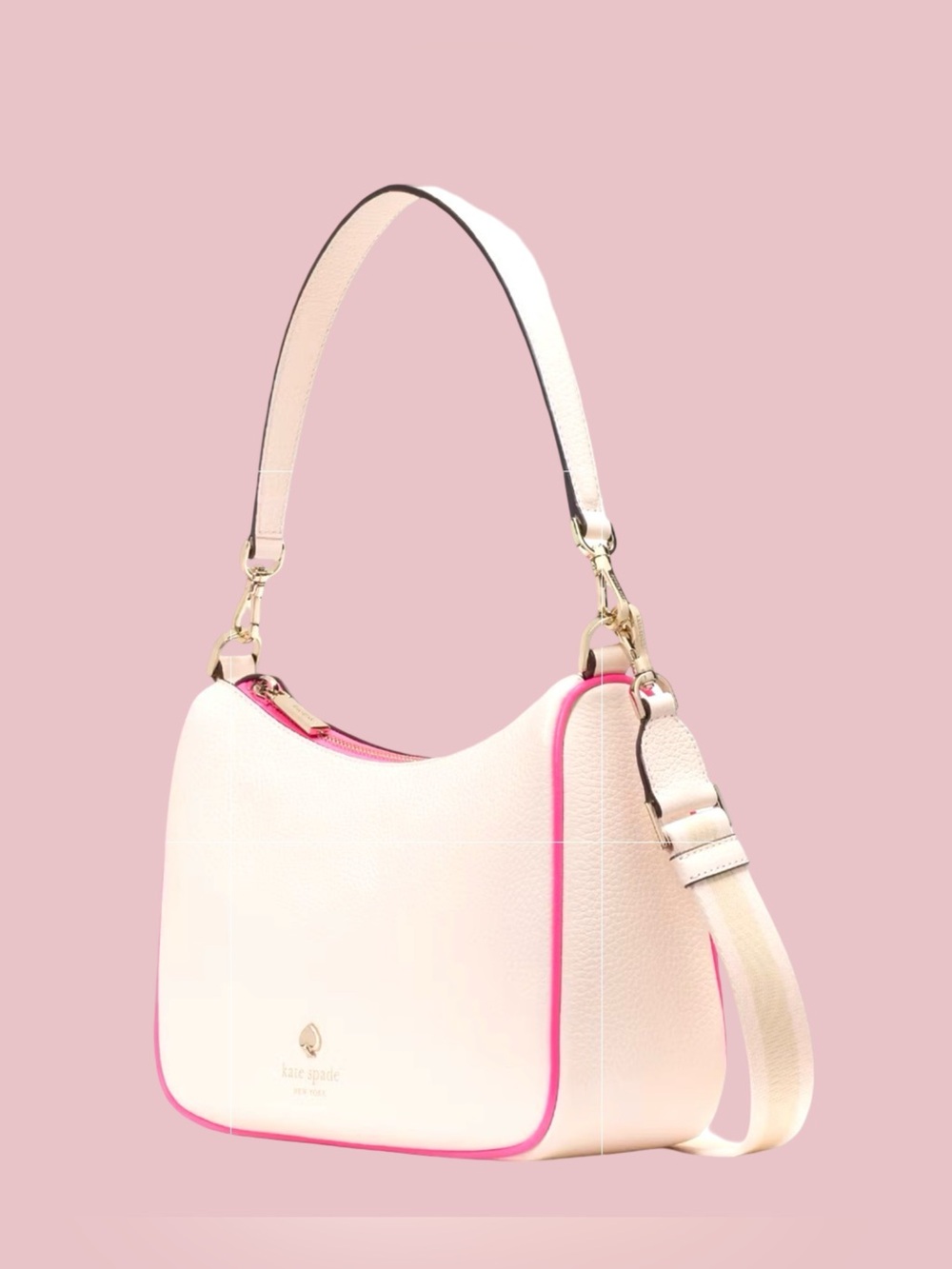 NWT! KATE SPADE EMMA MEDIUM SHOULDER/OR CROSSBODY BAG. PEBBLED LEATHER IN  PINK